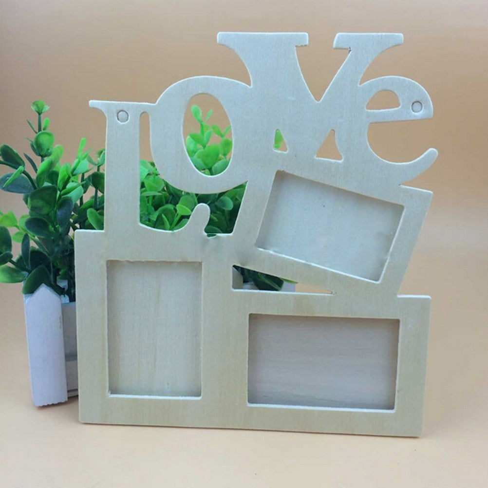 Durable Lovely Hollow Love Wooden Photo Picture