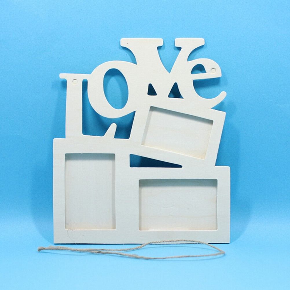 Durable Lovely Hollow Love Wooden Photo Picture