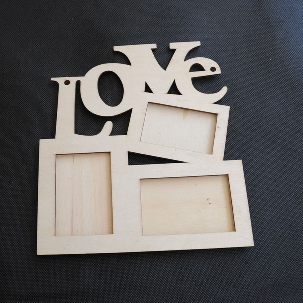 Durable Lovely Hollow Love Wooden Photo Picture