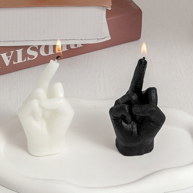 Creative middle finger shaped gesture scented candle