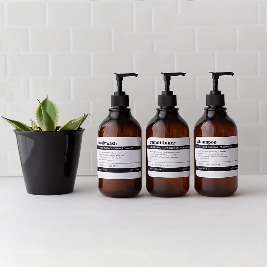 Shower Refillable Plastic Shampoo Pump Bottles