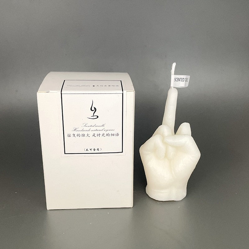 Creative middle finger shaped gesture scented candle