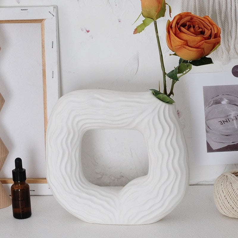 Square Circular Hollow Ceramic Vase
