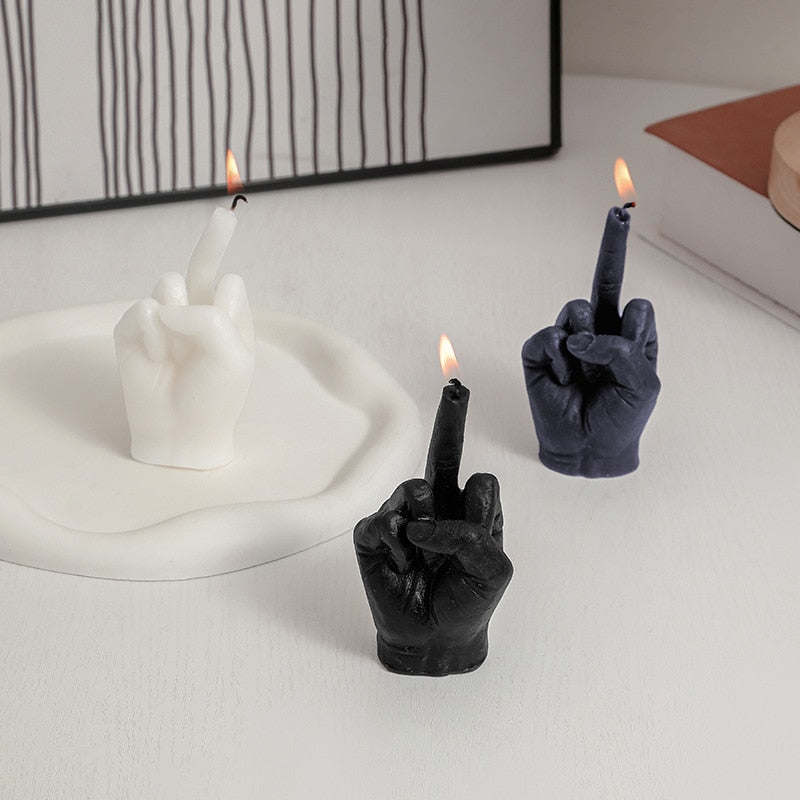Creative middle finger shaped gesture scented candle