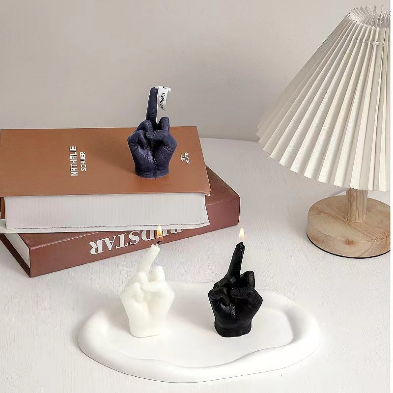 Creative middle finger shaped gesture scented candle