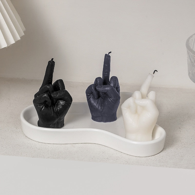 Creative middle finger shaped gesture scented candle
