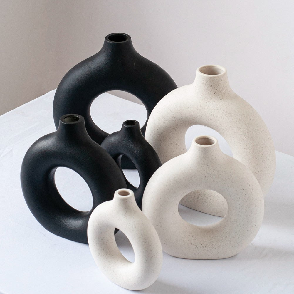 Square Circular Hollow Ceramic Vase