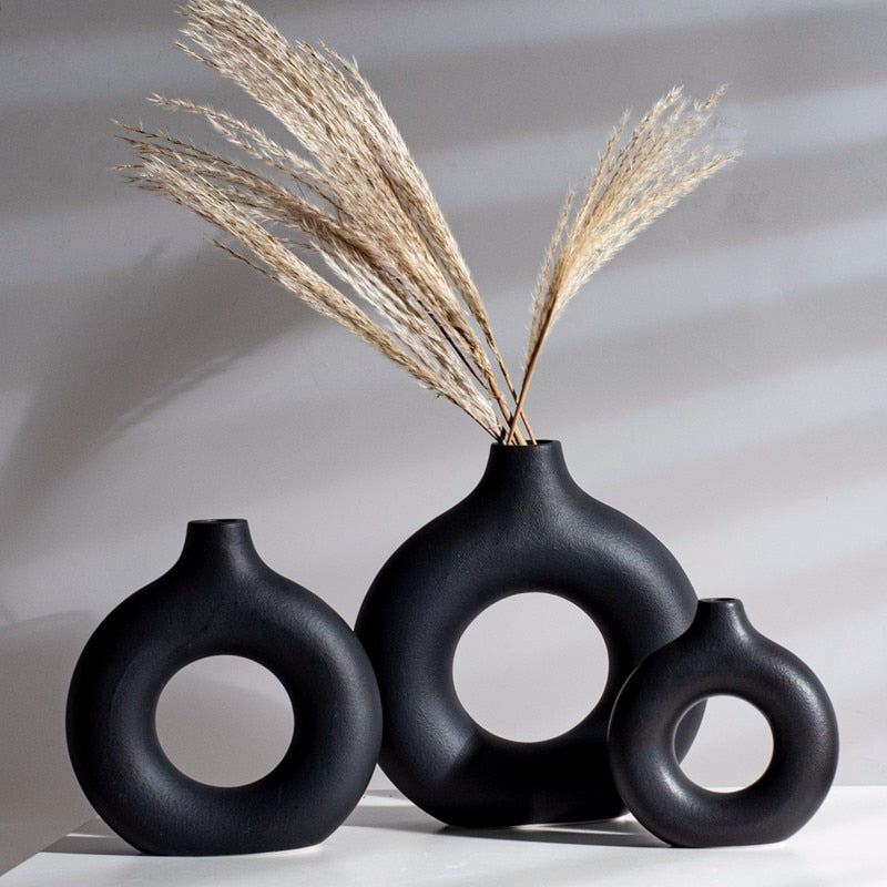 Square Circular Hollow Ceramic Vase