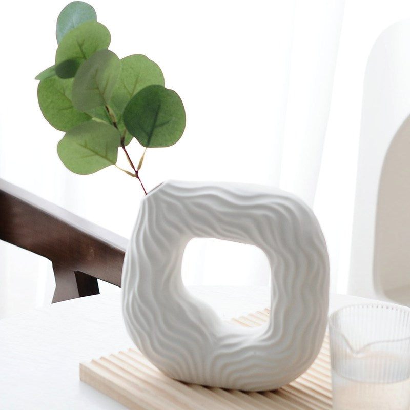 Square Circular Hollow Ceramic Vase