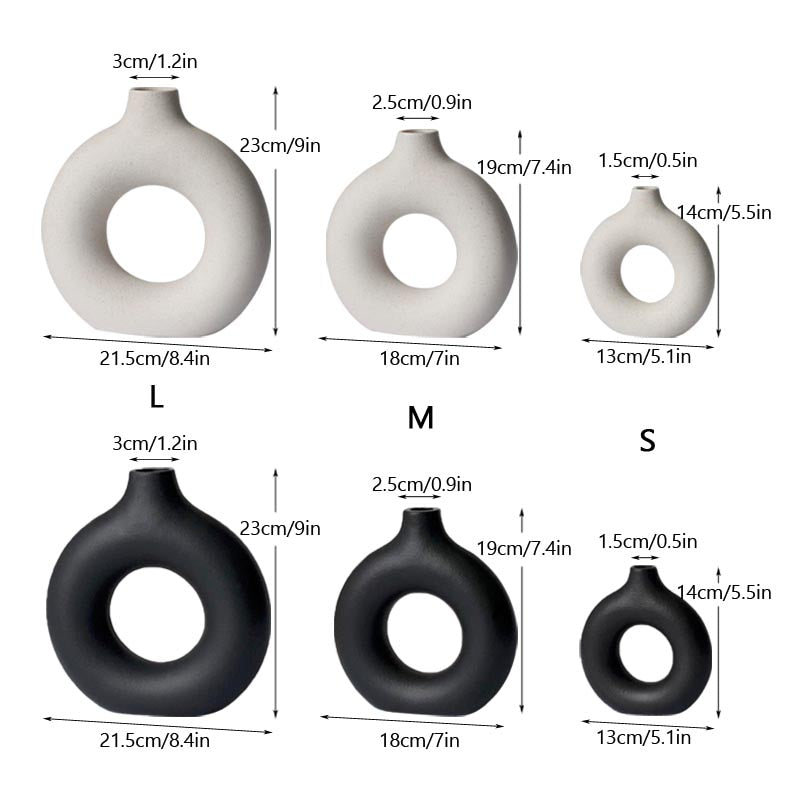 Square Circular Hollow Ceramic Vase