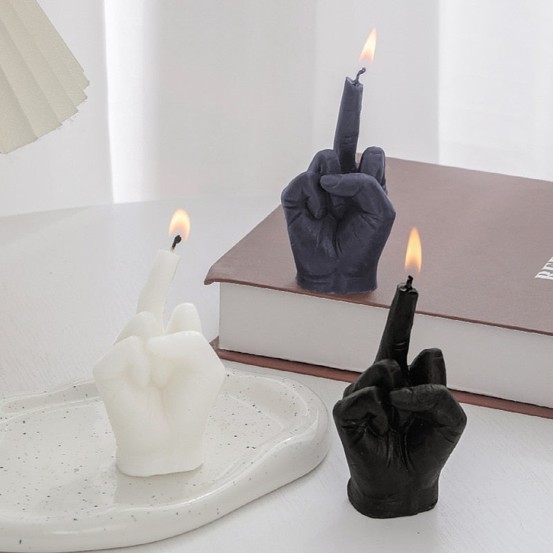 Creative middle finger shaped gesture scented candle