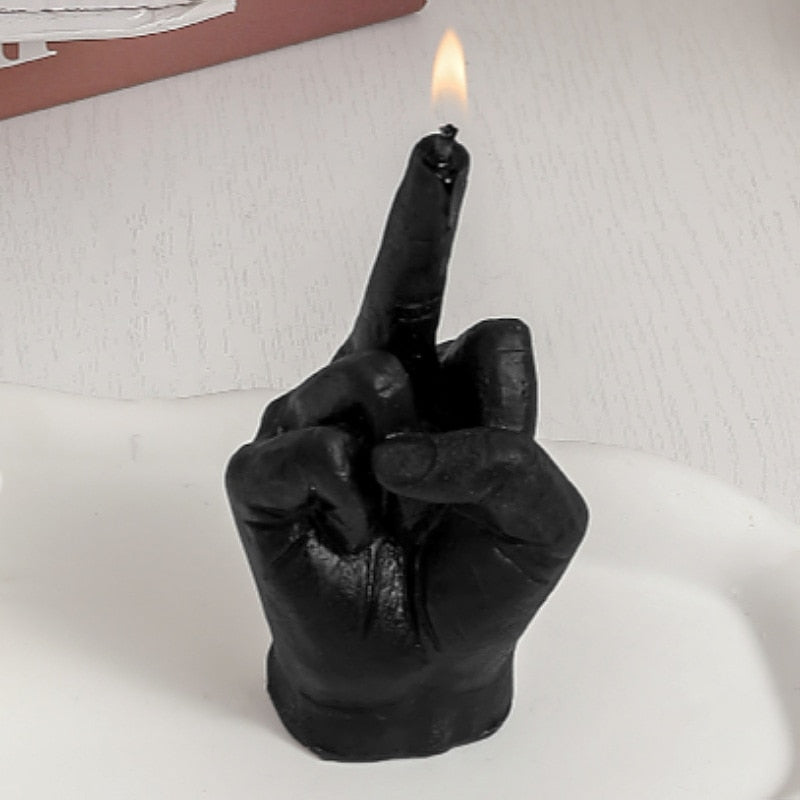 Creative middle finger shaped gesture scented candle