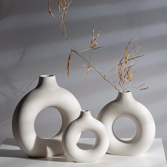 Square Circular Hollow Ceramic Vase